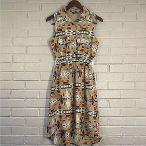 Bohemian Beige Button-Down Dress - Size M